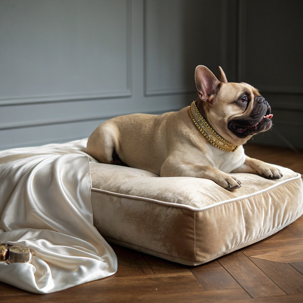 Cucciolo con bandana sartoriale con monogramma ricamato